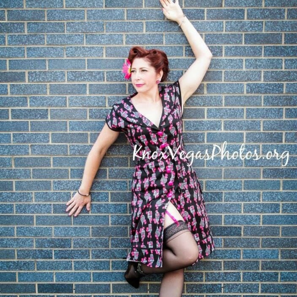 Pinup style Birdcage print dress.